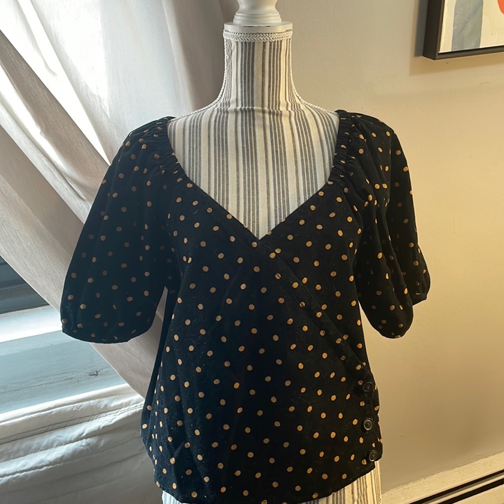 Madewell Corduroy Cropped Top with bubble sleeves